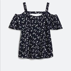 Kaileigh - Ruby Cold Shoulder Open Back Knit Top (Navy Blue)